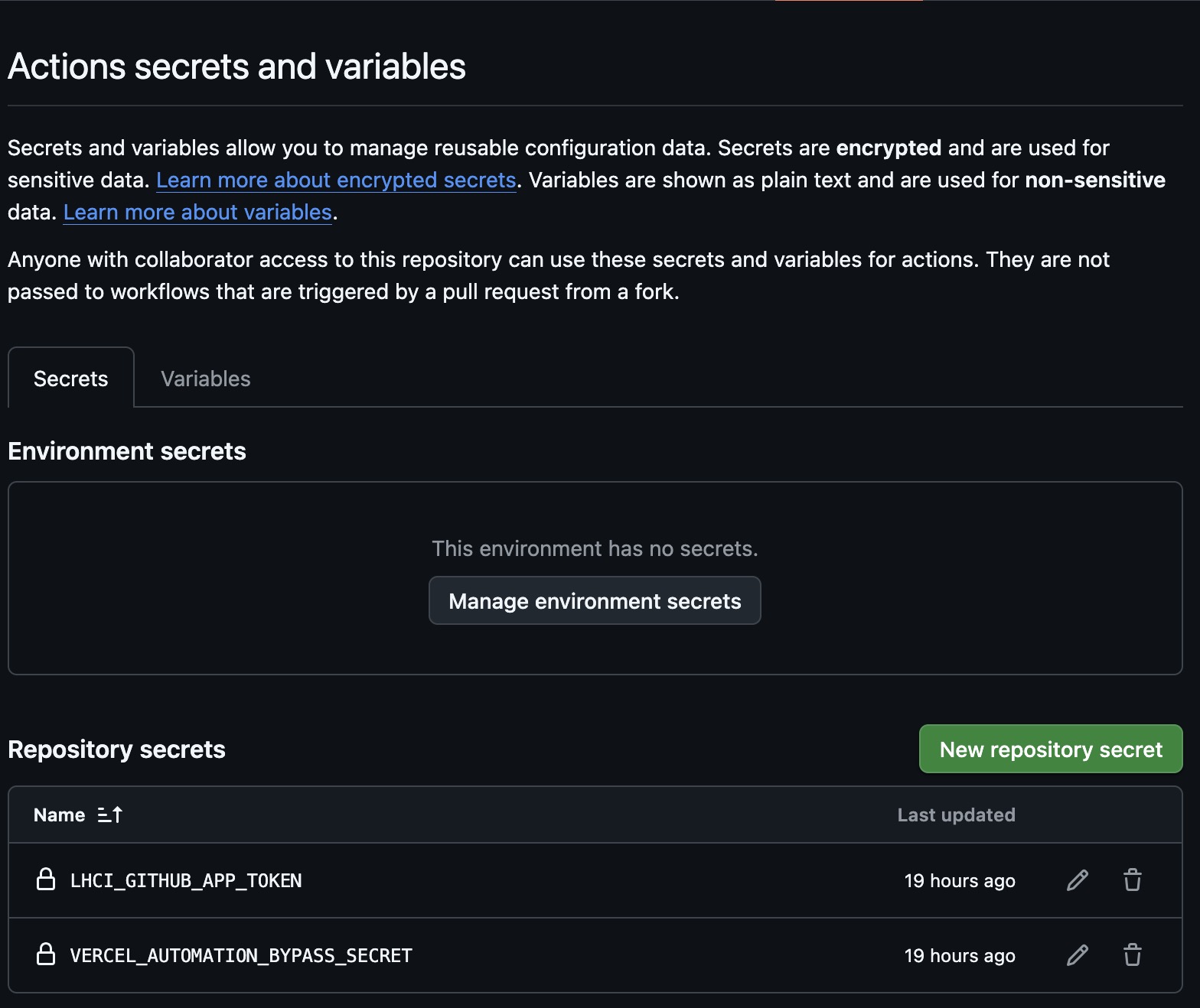 Github Action Secrets